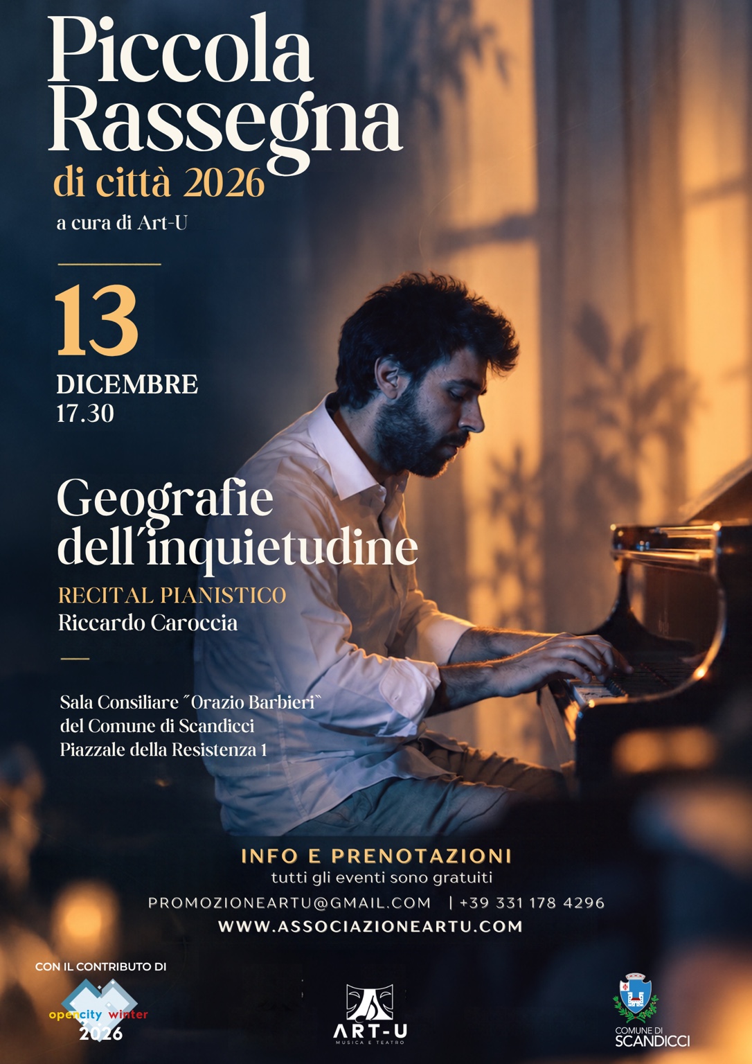 Geografie dell'inquietudine, recital pianistico di Riccardo Caroccia, 13 dicembre 2026 a Scandicci