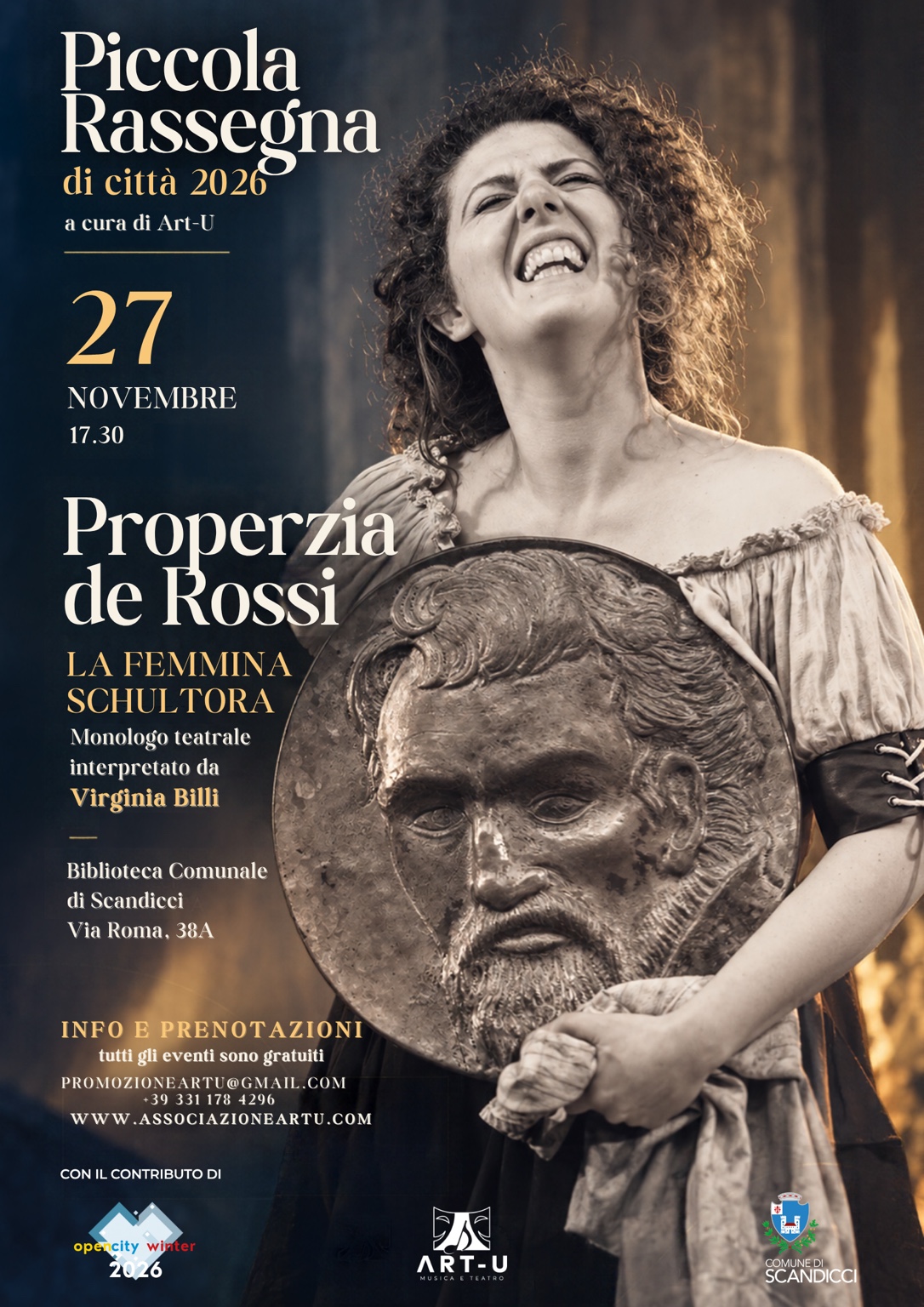 Properzia de' Rossi, la femmina schultora, monologo teatrale con Virginia Billi, 27 novembre 2026 a Scandicci